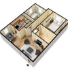 Floor plan: 2 Bed and 1 Bath
