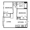 Floor plan: B1 One bed w/Den 1630