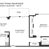 Floor plan: 1BR 1BA (685sf)