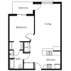 Floor plan: 1 Bed / 1 Bath 800 sq ft