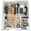 Floor plan: 1 Bedroom 1 Bathroom 11B