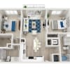 Floor plan: B1-2BR-2BA-966sf