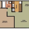 Floor plan: 1Bed-1Bath