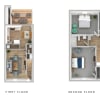 Floor plan: 2 Bedroom 1.5 Bath Townhome