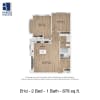 Floor plan: B1d | 2 Bed | 1 Bath