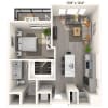 Floor plan: A2.2 1x1 723 SF