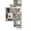 Floor plan: Two Bedroom One Bathroom