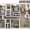Floor plan: 4 Bed - 2 Bath