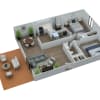 Floor plan: 2 Bed, 2 Bath (975 Sq. Ft.)