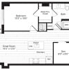 Floor plan: 1 BR Den 1S+