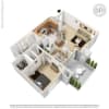 Floor plan: 1BD, 1BTH B