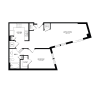 Floor plan: 1 Bedroom, 1 Bath 816 SF A1A