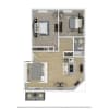 Floor plan: 2 Bedroom 1 Bath Townhome