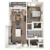 Floor plan: 2A3 1x1 747 SF-FP