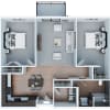 Floor plan: 2 Bed 1 Bath Apartment