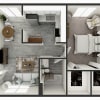 Floor plan: 1 BD 1 BA Classic w/ In-Unit W/D