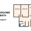 Floor plan: 2x1 B - 60% AMI