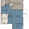 Floor plan: 1 Bed/1.5 Ba Den Up
