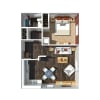 Floor plan: 1 Bedroom B