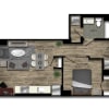 Floor plan: 1 Bed/1 Bath JR-21W