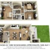Floor plan: La Colombe Townhouse with Fenced-In Yard
