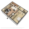 Floor plan: 1 Bedroom 1 Bathroom