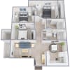 Floor plan: 3 Bed 2 Bath