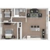 Floor plan: 2 Bedroom, 1 Bath Small