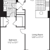 Floor plan: 1 Bed (North) - 672 No Balcony