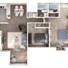 Floor plan: 2 Bed, 2 Bath C Upgraded