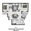 Floor plan: 2 bdrm 2 bath