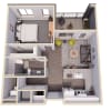 Floor plan: Studio - 605 SF