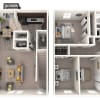 Floor plan: Three Bedroom Townhome
