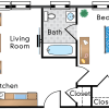 Floor plan: 1 Bedroom 14 Tier