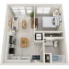 Floor plan: 1BD, 1BTH A2