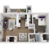 Floor plan: 1 Bed 1 Bath 