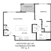 Floor plan: 1BR 1BA (747 SF)