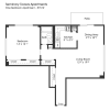 Floor plan: 1BR 1BA (855sf)