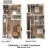 Floor plan: Two Bedroom Townhome