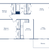 Floor plan: 2 Bedroom, 1 Bath (887 sqft.)