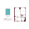 Floor plan: 1 Bedroom 1 Bath F
