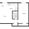 Floor plan: 1Bed, 1Bath Flat