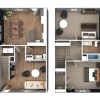 Floor plan: 2 Bed 1.5 Bath Townhome
