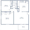 Floor plan: 2 Bedroom, 1 Bath (858 sqft.) - North