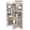 Floor plan: 2BR 2BA (1000 SF)