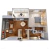 Floor plan: 1 Bedroom, 1 Bathroom, 855 SQFT