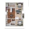 Floor plan: 2BR/2BA