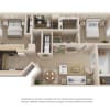 Floor plan: Two Bedroom Two Bathroom 993 Sq Ft