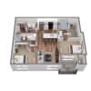 Floor plan: 2 Bed 2 Bath - 947sqft