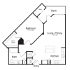 Floor plan: One Bedroom One Bath (800 SF)
